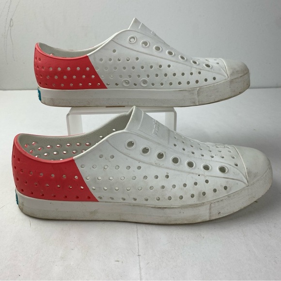 Native Womens 8 Mens 6 Jefferson White and Coral Slip On Shoes - Picture 1 of 6